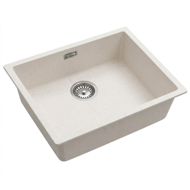 Zand Witte Spoelbak 50x40 cm Onderbouw en Opbouw met rvs plug 1208956399